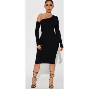 Fashion nova She's ready to go midi sweater black dress Size 3X party bodycon